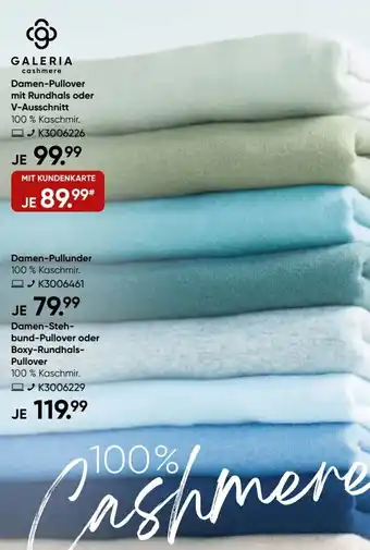 Galeria Galeria Cashmere Damen Pullover mit Rundhals oder V-Ausschnitt Angebot