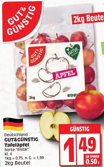 Edeka Gut & Günstig Tafeläpfel 2kg Beutel Angebot