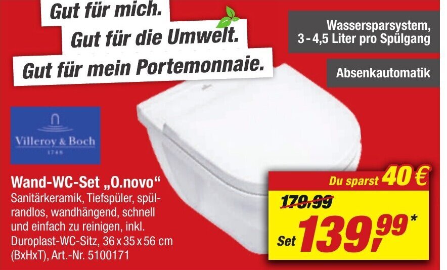 Villeroy & Boch Wand WCSet ,,O.novo" Angebot bei toom Baumarkt