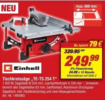 toom Baumarkt Einhell Tischkreissäge TE-TS 254 T Angebot