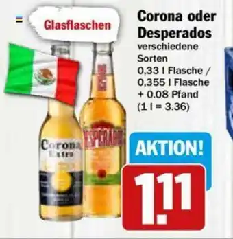 Hit Corona Extra o. Desperados 330/355ml Angebot