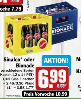 Hit Sinalco o. Bionade 12*1L Angebot