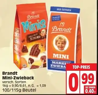 Edeka Brandt Mini Zwieback 100/115 g Beutel Angebot