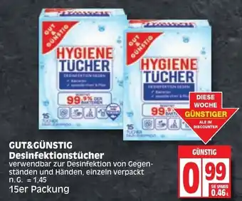 Edeka Gut & Günstig Desinfektionstücher 15er Packung Angebot