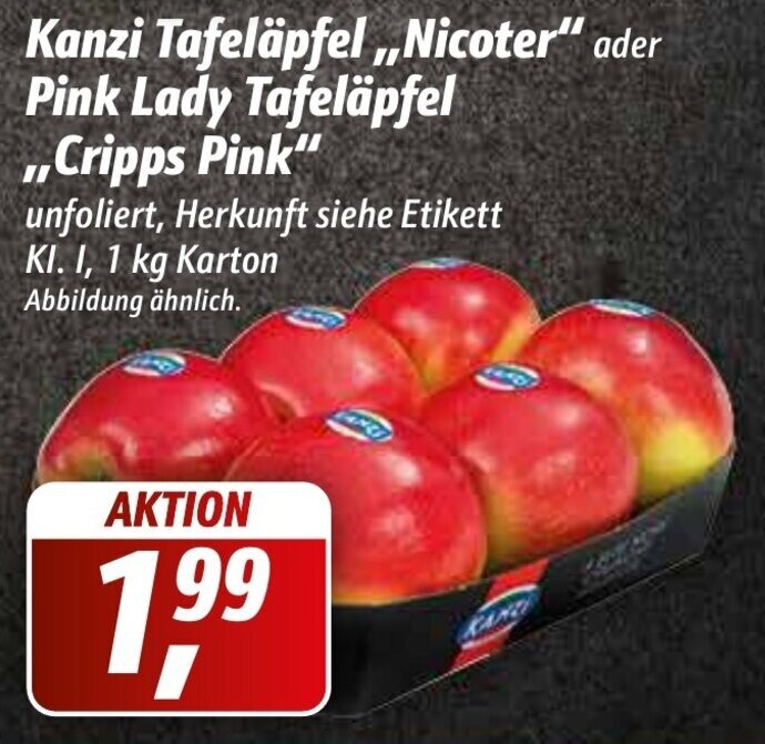 Kanzi Tafeläpfel Nicoter oder Pink Lady Tafeläpfel ,,Cripps Pink" 1 kg