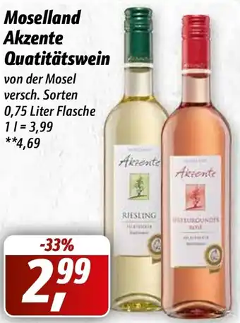 Simmel Moselland Akzente Qualitätswein 0,75 Liter Flasche Angebot