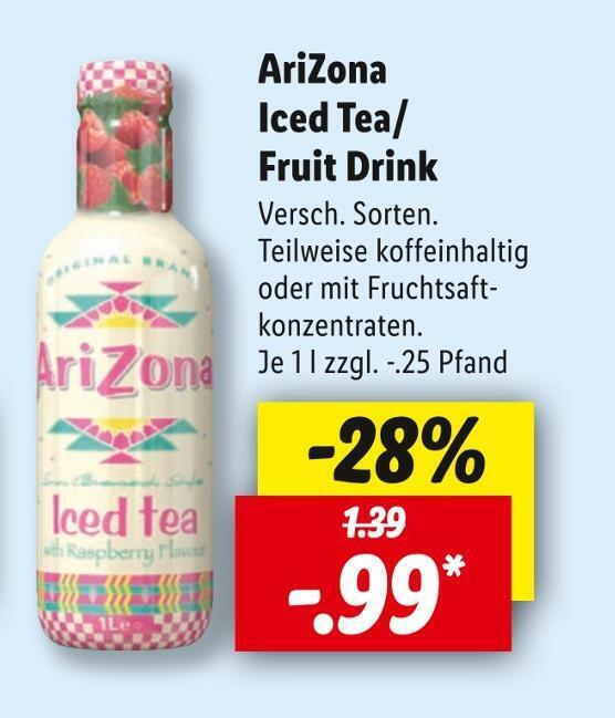 Arizona iced tea/ fruit drink Angebot bei Lidl
