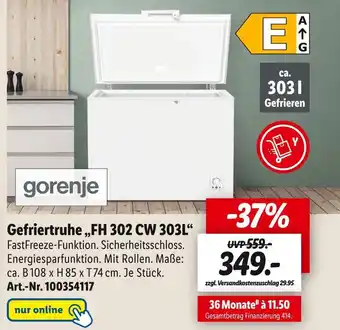 Lidl Gorenje gefriertruhe „fh 302 cw 303l“ Angebot