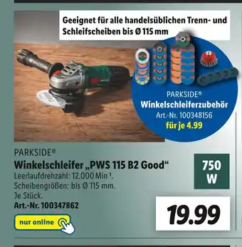 Lidl Parkside winkelschleifer „pws 115 b2 good“ Angebot