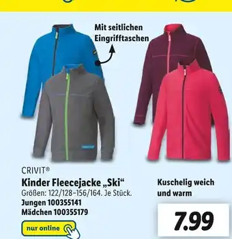 Lidl Crivit kinder fleecejacke „ski“ Angebot