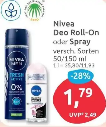 Budni Nivea Deo Roll-on oder Spray 50/150ml Angebot