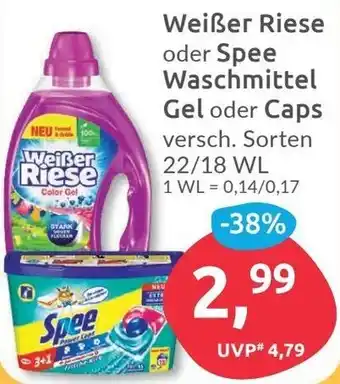 Budni Weißer Riese oder Spee Waschmittel Gel oder Caps 22/18 WL Angebot