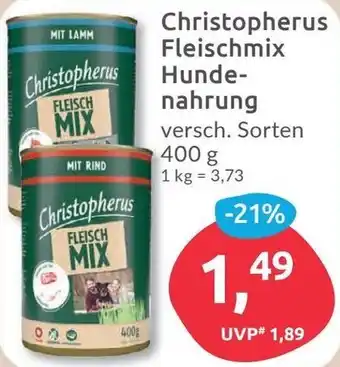 Budni Christopherus Fleischmix Hundenahrung 400 g Angebot