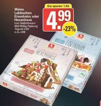 WEZ Weiss Lebkuchen Eisenbahn oder Hexenhaus 900/1035 g Packung Angebot