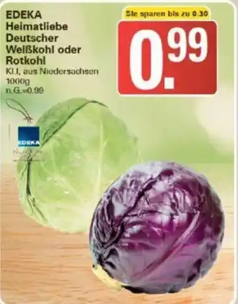 WEZ Edeka Heimatliebe Deutscher Weißkohl oder Rotkohl 1000 g Angebot