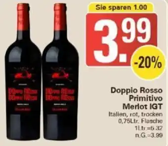 WEZ Doppio Passo Primitivo Merlot IGT 0,75Ltr. Flasche Angebot