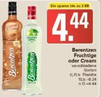 WEZ Berentzen Fruchtige oder Cream 0,7Ltr. Flasche Angebot