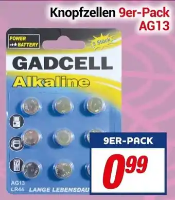 CENTERSHOP Gadcell AG13 Knopfzellen 9er Pack Angebot