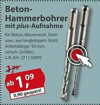 Sonderpreis Baumarkt Beton Hammerbohrer Mit Plus-aufnahme Angebot