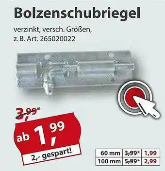 Sonderpreis Baumarkt Bolzenschubriegel Angebot