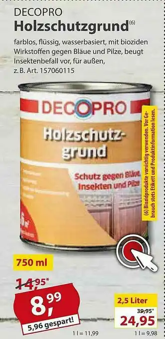 Sonderpreis Baumarkt Decopro Holzschutzgrund Angebot