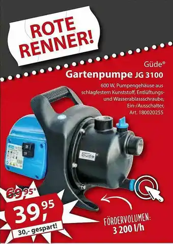 Sonderpreis Baumarkt Gartenpumpe Jg 3100 Angebot