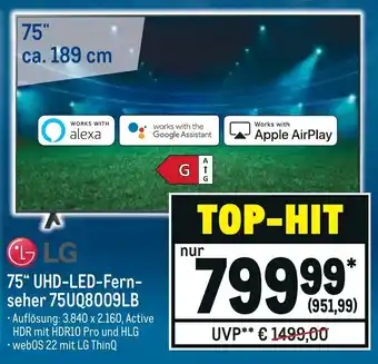 METRO LG 75" UHD LED Fernseher 75UQ8009LB Angebot
