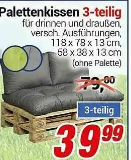 CENTERSHOP Palettenkissen 3-teilig Angebot