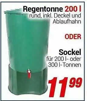 CENTERSHOP Regentonne 200 L Oder Sockel Angebot