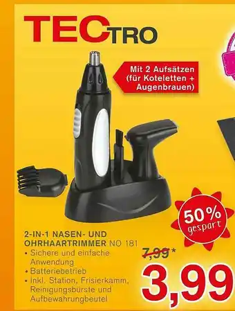 KODi Tectro 2 In 1 Nasen Und Ohrhaartrimmer Angebot