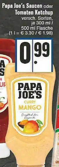 E-Center Papa Joe's Saucen Oder Tomaten Ketchup Angebot