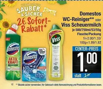 E-Center Domestos Wc-reiniger Oder Viss Scheuermilch Angebot