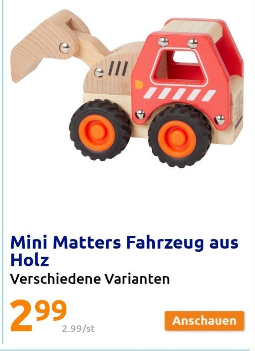 Mini Matters Toys Fahrzeug aus Holz Angebot bei Action