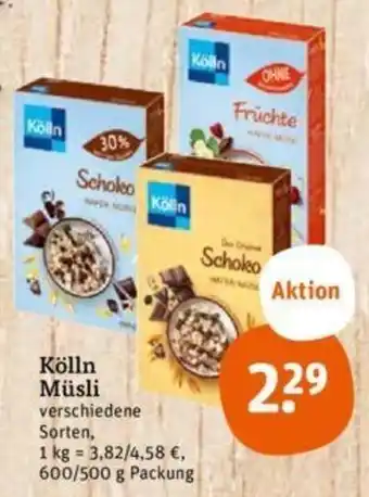 tegut Kölln Müsli 600/500 g Packung Angebot