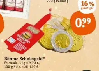 tegut Böhme Schokogeld 100 g Netz Angebot