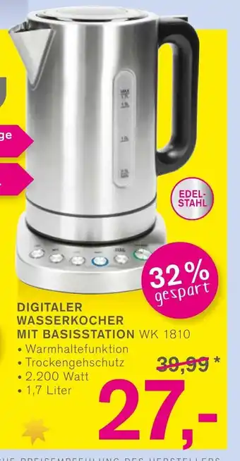 KODi TECTRO Digitaler Wasserkocher mit Basisstation l WK 1810 Angebot