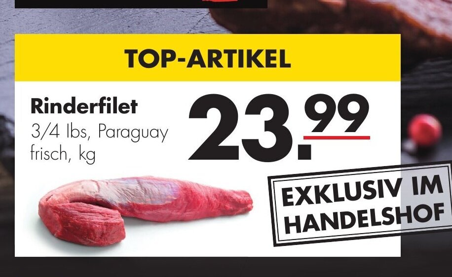 Rinderfilet 1kg Angebot bei Handelshof