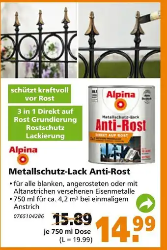 Globus Baumarkt Alpina Metallschutz Lack Anti Rost Angebot