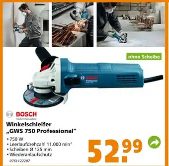 Globus Baumarkt Bosch Winkelschleifer GWS 750 Professional Angebot