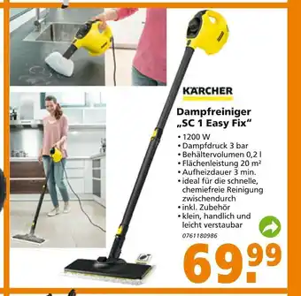 Globus Baumarkt Karcher Dampfreiniger SC 1 Easy Fix Angebot