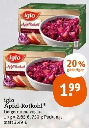 tegut Iglo Apfel Rotkohl 750 g Packung Angebot