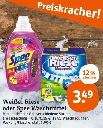 tegut Weißer Riese oder Spee Waschmittel 19/22 Waschladungen Angebot