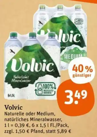 tegut Volvic Naturelle oder Medium Natürliches Mineralwasser 6x1,5 L Angebot