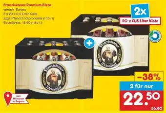 Netto Getränke Discount Franziskaner Premium Biere 2x20x0,5 Liter Kiste Angebot