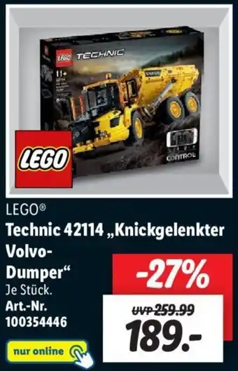 Lidl Lego Technic 42114 Knickgelenkter Volvo Dumper Angebot