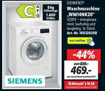 Lidl Siemens Waschmaschine WM14NK20 Angebot