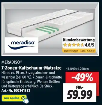 Lidl Meradiso 7 Zonen Kaltschaum Matratze Angebot