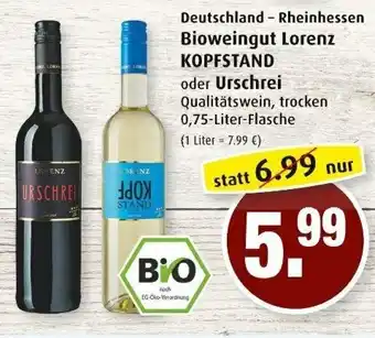 Markant Bioweingut Lorenz Kopfstand oder Urschrei 0,75L Angebot