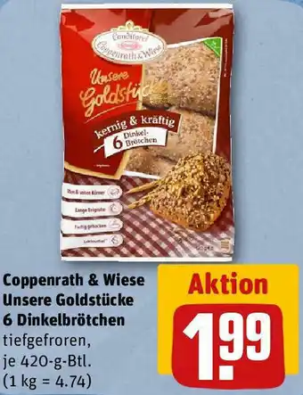 REWE Coppenrath & Wiese Unsere Goldstücke 6 Dinkelbrötchen 420 g oder Unsere Goldstücke 7 Roggenbrötchen 490 g Btl. Angebot