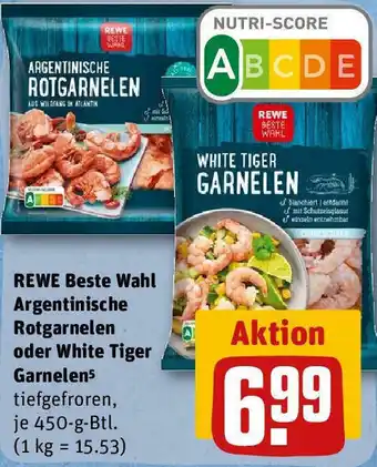 REWE Rewe Beste Wahl Argentinische Rotgarnelen oder White Tiger Garnelen 450 g Btl. Angebot